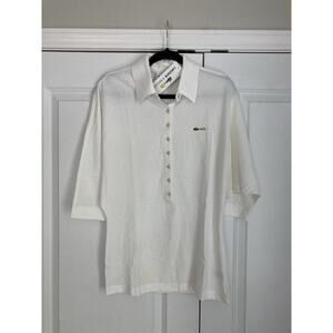 Lacoste Malandrino Polo Shirt Womens Large White Sleeve Batwing Preppy Ladies